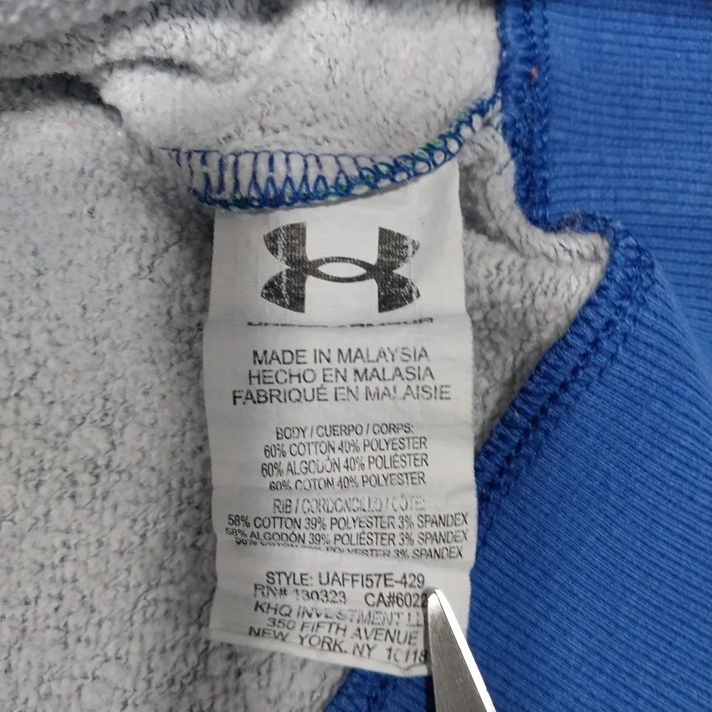 Under Armour Boys Hoodie Splatter Print Logo Fleece Size 7 Blue
